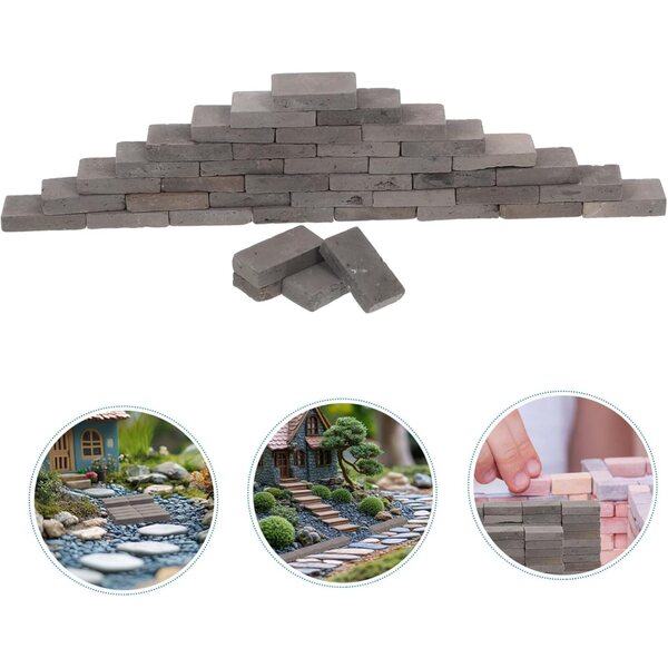 Hemobllo 40 mini ladrilhos cinza duráveis para paisagismo e decoração de casas de bonecas