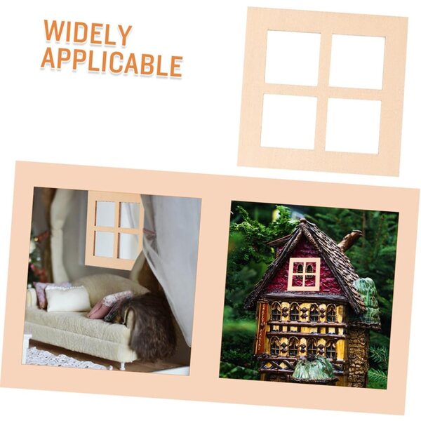 Hemobllo 20 Marcos de Ventana de Madera en Miniatura Cuadrados Diseño Compacto y Uso Versátil para Decoración de Jardín y Casas de Muñecas DIY