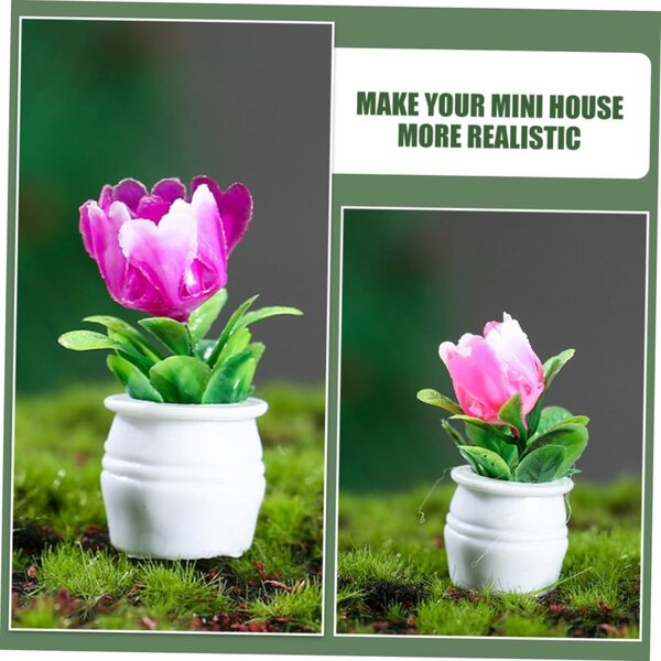 Hemobllo Mini-dekorativer künstlicher Bonsai für Puppenhaus, 5 farbige Teile