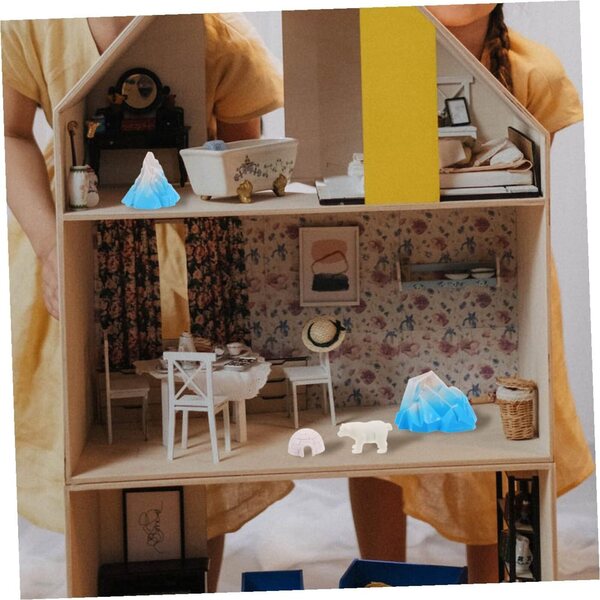 Mini iglu de gheață Hemobllo cu animale polare, decor realist de iarnă