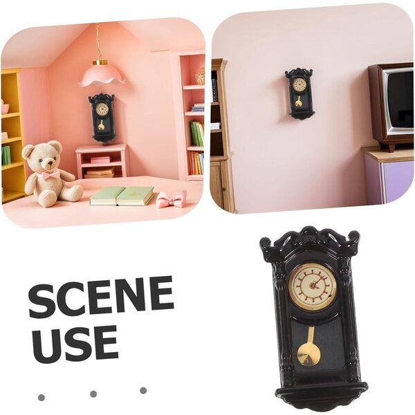 Hemobllo Mini horloge murale vintage avec chiffres romains pour maisons de poupées