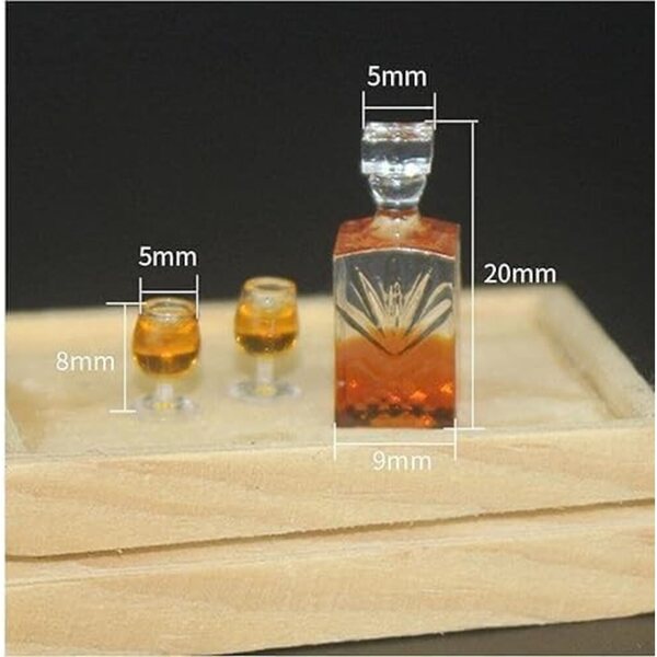 Miniaturní sada lahví na víno a whisky 1:12, model baru Dollhouse