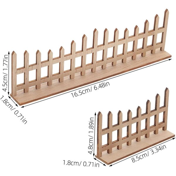 Mini valla en bois pour maisons de poupées et micro paysages Hemobllo 16,5x4,5 cm