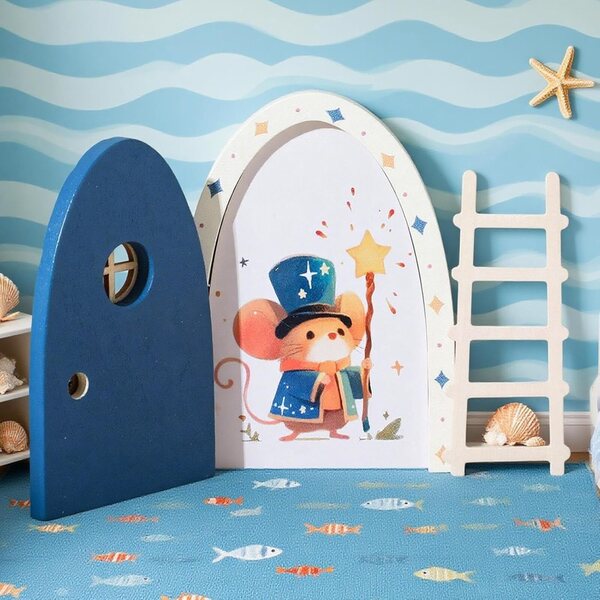 Porta decorativa de madeira para parede - arte de parede pintada à mão para casa e crianças