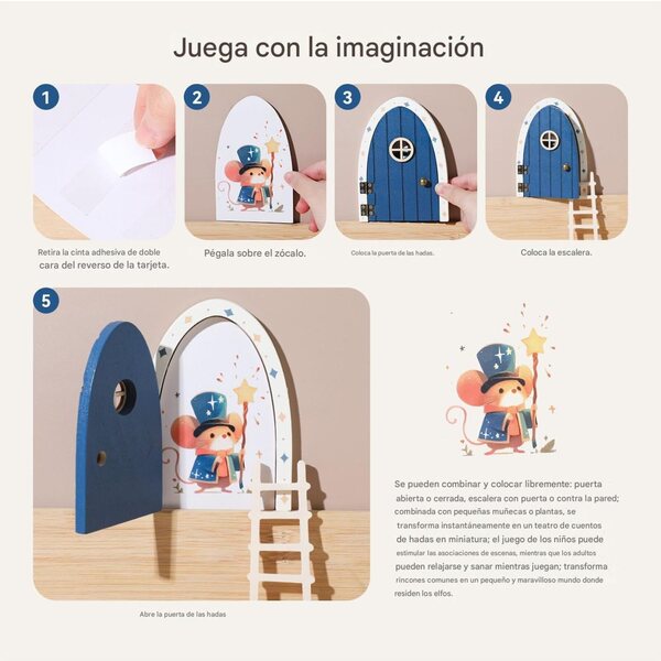 Porta decorativa de madeira para parede - arte de parede pintada à mão para casa e crianças