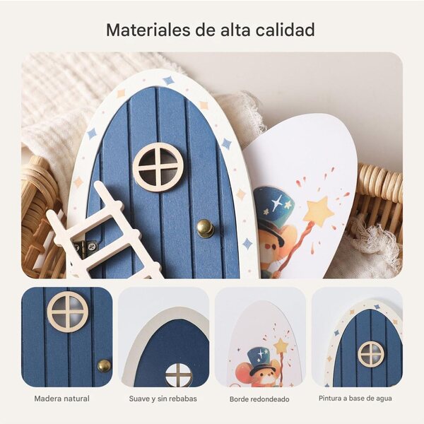Porta decorativa de madeira para parede - arte de parede pintada à mão para casa e crianças