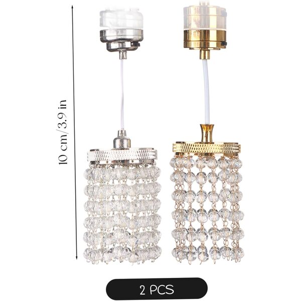LED-Kerzenleuchter für Puppenhaus 4 1/12, 2 Stück, batteriebetriebene Mini-Kristalllampen