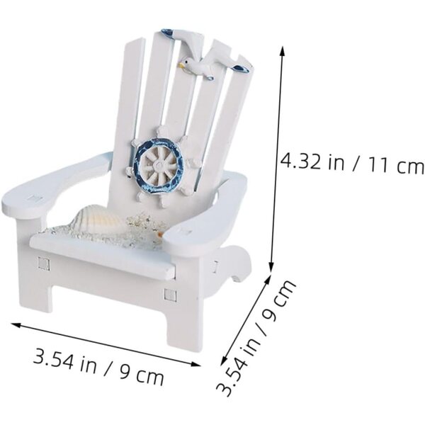 Mini silla de playa de madera para decoración realista de casa de muñecas