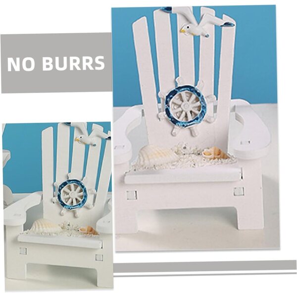 Mini silla de playa de madera para decoración realista de casa de muñecas