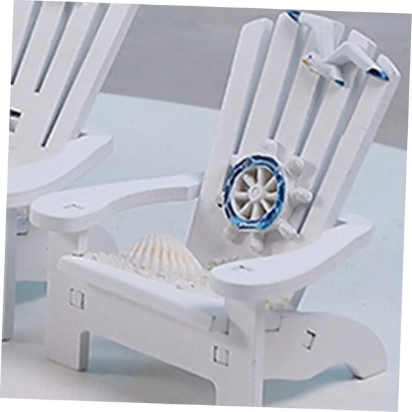 Mini silla de playa de madera para decoración realista de casa de muñecas