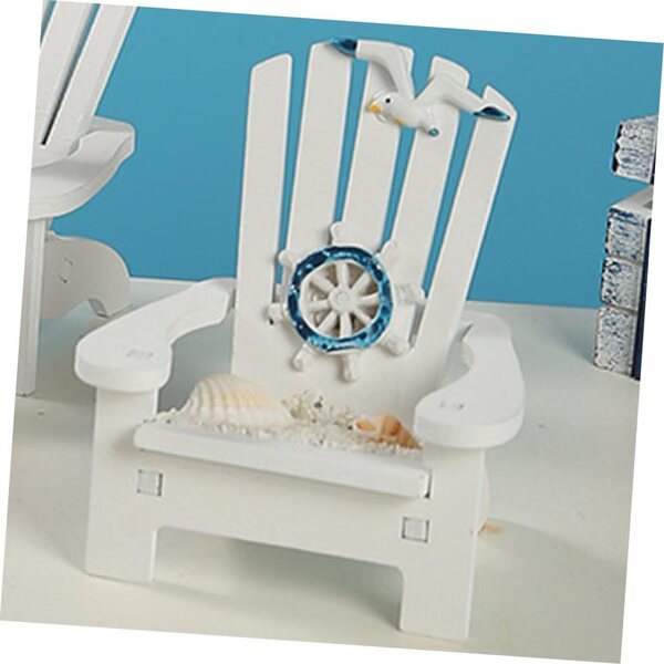 Mini silla de playa de madera para decoración realista de casa de muñecas