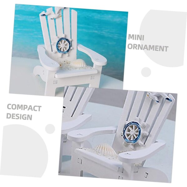 Mini silla de playa de madera para decoración realista de casa de muñecas