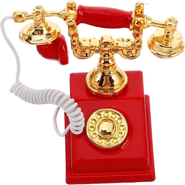 Hemobllo Vintage Retro Miniatur Telefon fir Poppenhaiser an Dekoratioun