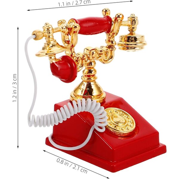Hemobllo Vintage Retro Miniatur Telefon fir Poppenhaiser an Dekoratioun