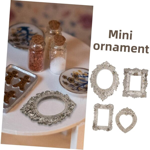 Hemobllo 24 Mini Barock Vintage Resin Frames fir Poppenhaus