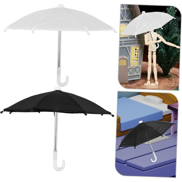 Hemobllo Mini realistischer dekorativer Regenschirm für Puppenhaus, 2 Stück