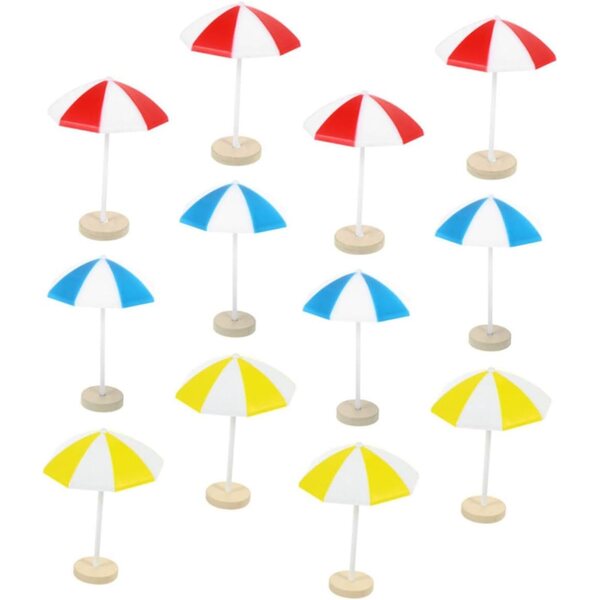 Hemobllo 12 Mini Sombrillas de Praia Coloridas para Casas de Bonecas e Decorações