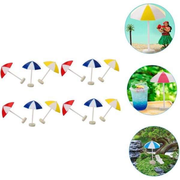 Hemobllo 12 Mini Sombrillas de Praia Coloridas para Casas de Bonecas e Decorações
