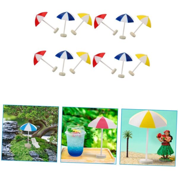 Hemobllo 12 Mini Sombrillas de Praia Coloridas para Casas de Bonecas e Decorações