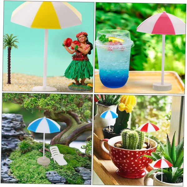Hemobllo 12 Mini Sombrillas de Praia Coloridas para Casas de Bonecas e Decorações