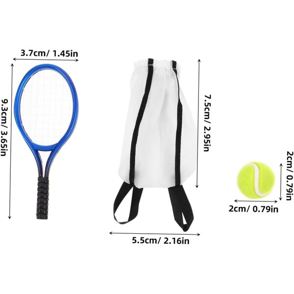 Set mini tenis Hemobllo cu mingi și genți pentru Poupée House