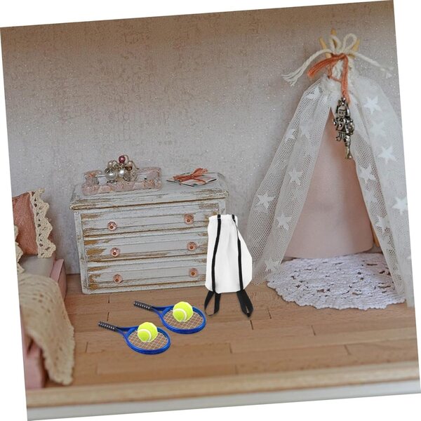 Set mini tenis Hemobllo cu mingi și genți pentru Poupée House