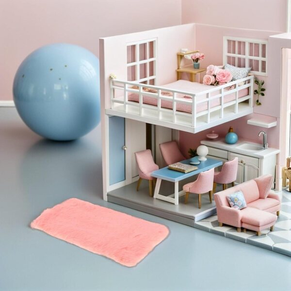Hemobllo Set vu 4 Soft Pink Miniatur Alfombras fir Poppenhaus 15,5x11,5 cm