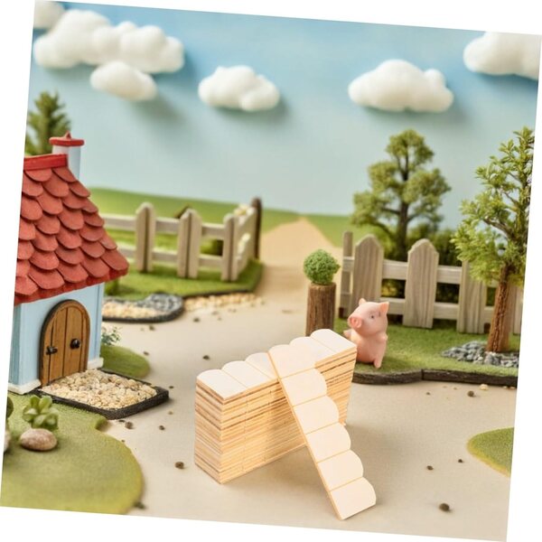 Hemobllo 48piezas Tejas de Casa de Muñecas en Madera Beige, Accesorios Resistentes y Duraderos para Techos de Casas de Muñecas y Construcción de Modelos en Miniatura