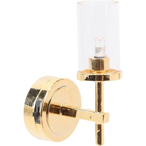 1:12 Puppenhaus-Miniatur-LED-Wandlampe mit dimmbarem Lampenschirm