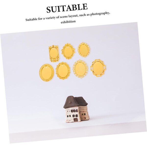Hemobllo 7 Mini Marcos Ornamentados Dorados de Aleación para Casas de Muñecas, Estilo Vintage y Barroco, Ideales para Decoración DIY y Galería Artística