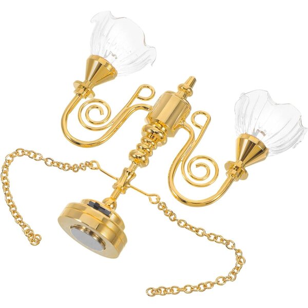 Hemobllo Mini Miniatur Kronleuchter Lampe für Puppenhaus Vintage Golden