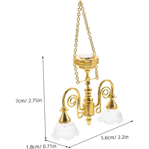 Hemobllo Mini Miniatur Kronleuchter Lampe für Puppenhaus Vintage Golden