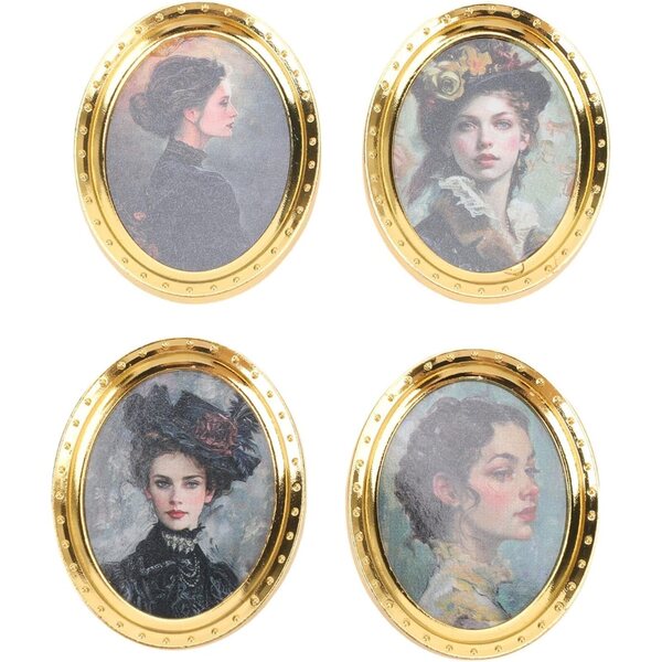 Cornici Vintage per Case delle Bambole 1:12 Set 4 Pezzi in Lega Realistiche