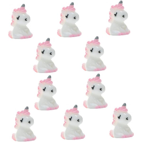 Hemobllo Mini-Einhornfiguren aus rosa Harz, 10 Stück für Dekorationen und Hobbys
