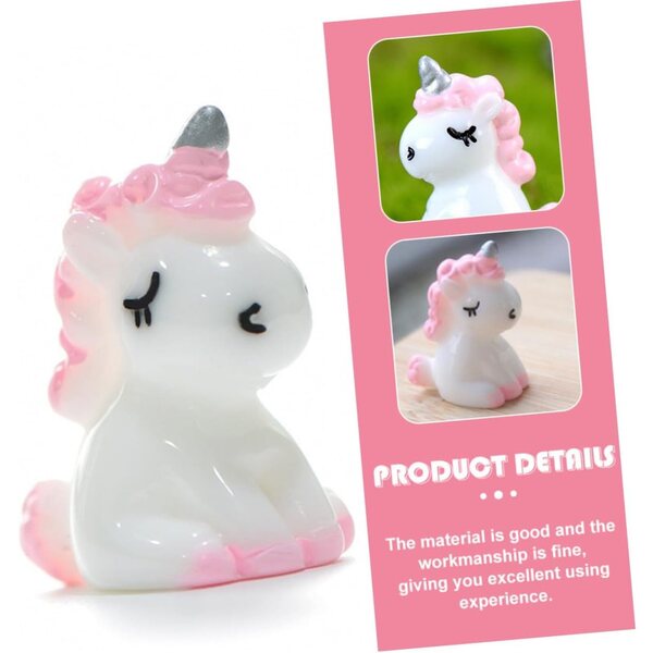 Mini figurine de unicorn Hemobllo în rășină roz, 10 bucăți pentru decorațiuni și hobby-uri