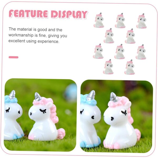 Mini figurine de unicorn Hemobllo în rășină roz, 10 bucăți pentru decorațiuni și hobby-uri