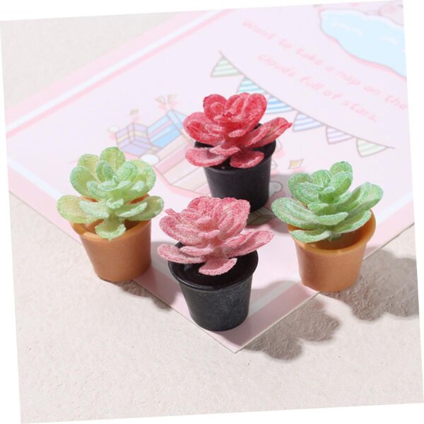 Hemobllo Set vun 12 Miniature Resin Bonsai Planzen fir Bambus Heem a Mini Gaart