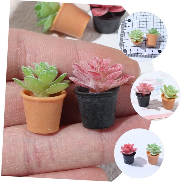 Hemobllo Set vun 12 Miniature Resin Bonsai Planzen fir Bambus Heem a Mini Gaart