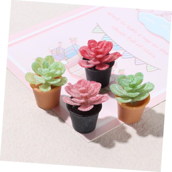 Hemobllo Set vun 12 Miniature Resin Bonsai Planzen fir Bambus Heem a Mini Gaart