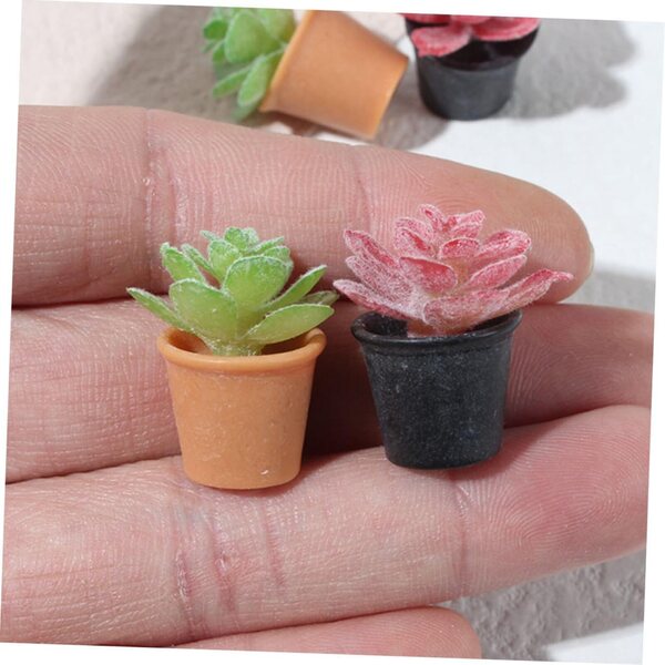 Hemobllo Set vun 12 Miniature Resin Bonsai Planzen fir Bambus Heem a Mini Gaart