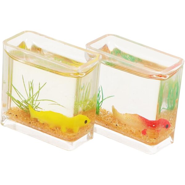 Hemobllo Mini-Aquarium aus Kunstharz, 2 Stück, realistische Dekoration für Puppenhaus und Schreibtisch