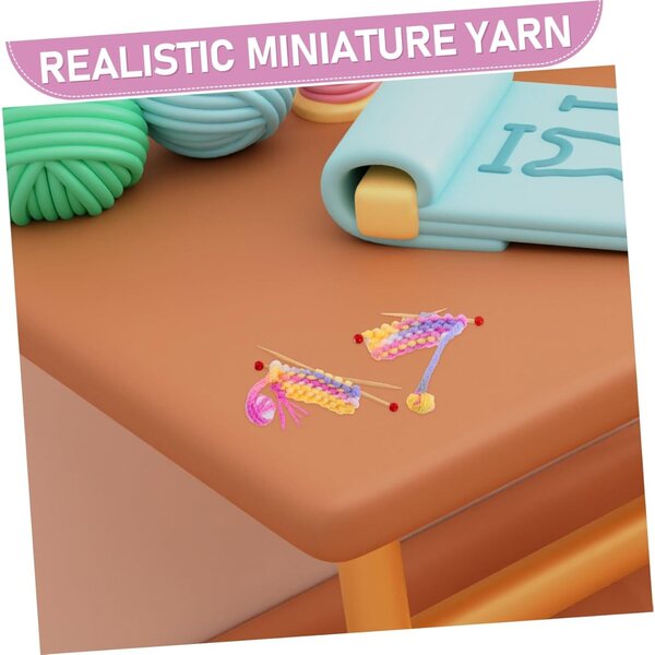 Hemobllo Hilo De Lana Miniatura 1:12 para Casas De Muñecas, Accesorios De Punto Realistas para Manualidades DIY, Juego De 2 Sets Bolas De Hilo Multicolor, Decoración Detallada para Muñecas