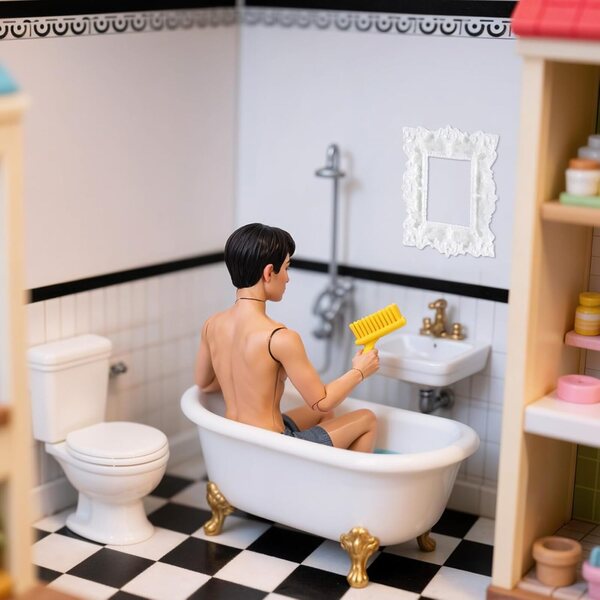 Set mit 5 Vintage-Heclia-Miniaturrahmen für Puppenhäuser mit silbernen Kanten