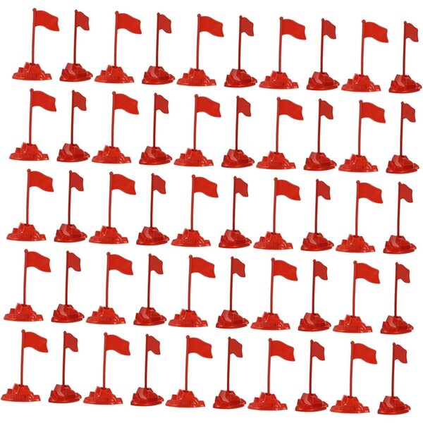 Set of 50 Mini Red Plastic Flags for Military Decorations and Models