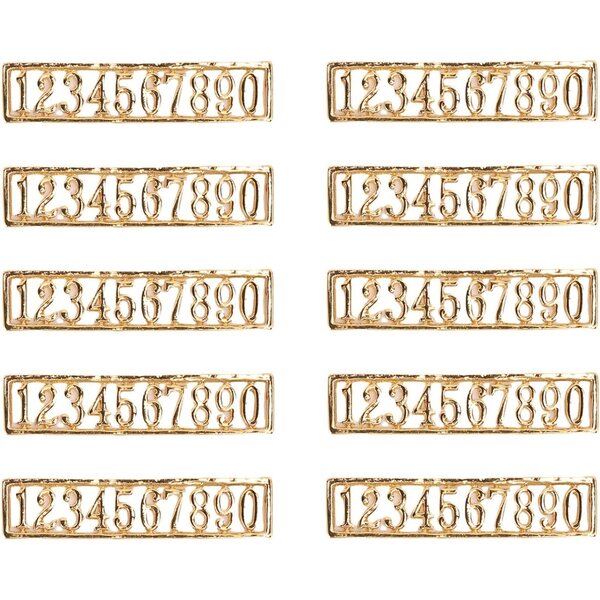 Mini Numeri Porte Dorati in Lega per Case delle Bambole Scala 1:12 - Set da 10
