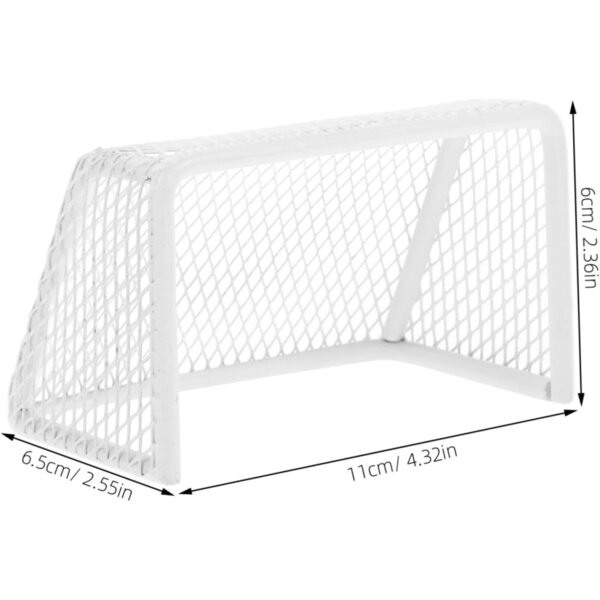 Hemobllo Mini-Fußballtor für Puppenhaus, 11 x 6 x 6,5 cm, mit Stahlnetz