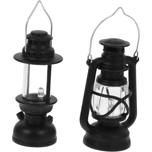 Mini Lampă Retro cu Kerosen Hemobllo 2 piese pentru Decorativ Casă de Păpuși