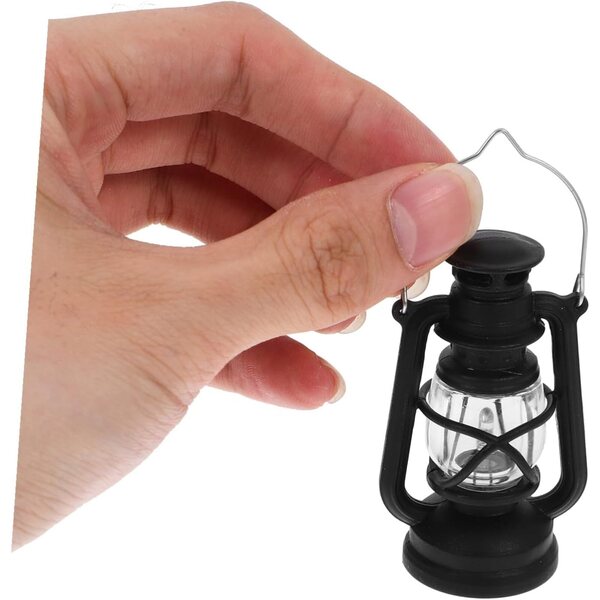 Mini Lampă Retro cu Kerosen Hemobllo 2 piese pentru Decorativ Casă de Păpuși