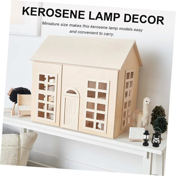 Mini Lampă Retro cu Kerosen Hemobllo 2 piese pentru Decorativ Casă de Păpuși