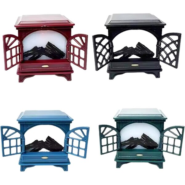 Set of 4 Miniature Fireplaces 1:12 with LED Lights for Dollhouses Grtheenumb